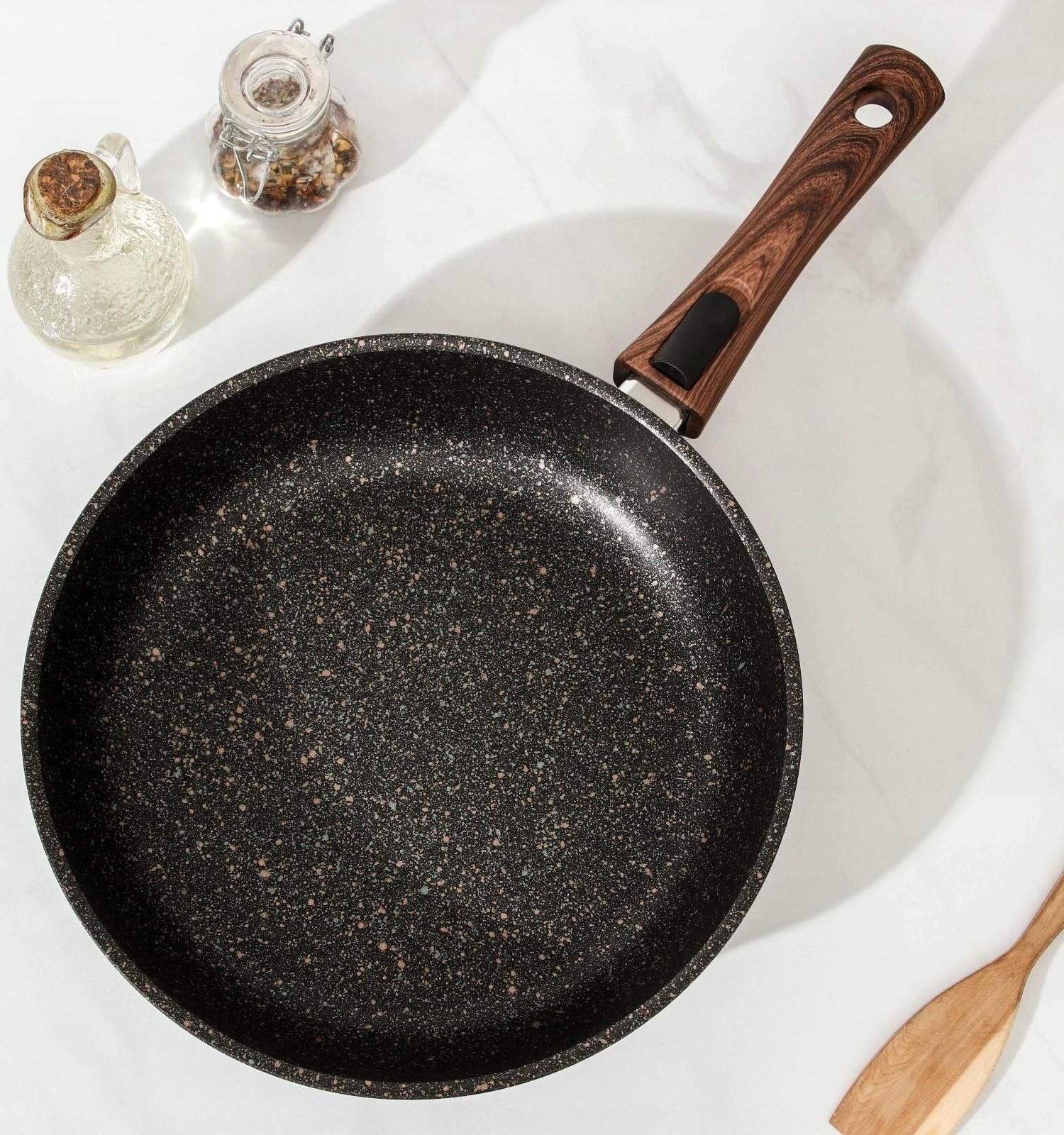 Сковорода Granit ultra original, d=28 см, съёмная ручка, антипригарное покрытие, цвет чёрный