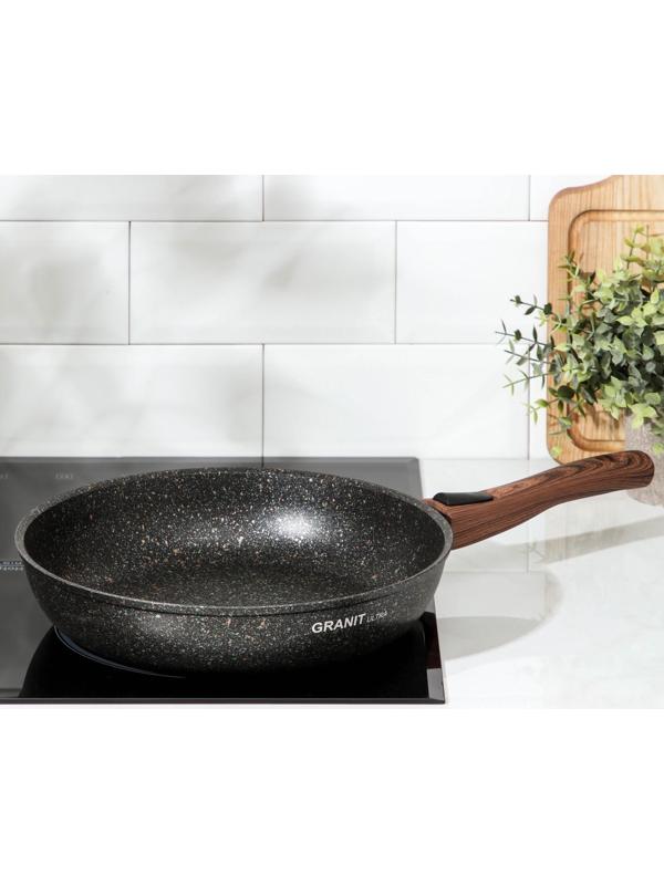 Сковорода Granit ultra original, d=28 см, съёмная ручка, антипригарное покрытие, цвет чёрный