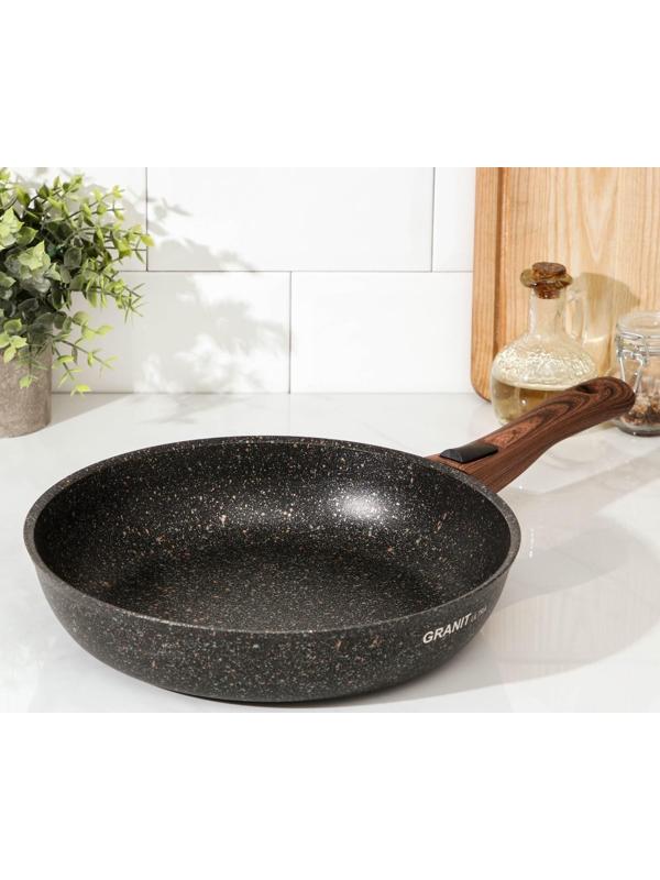 Сковорода Granit ultra original, d=28 см, съёмная ручка, антипригарное покрытие, цвет чёрный