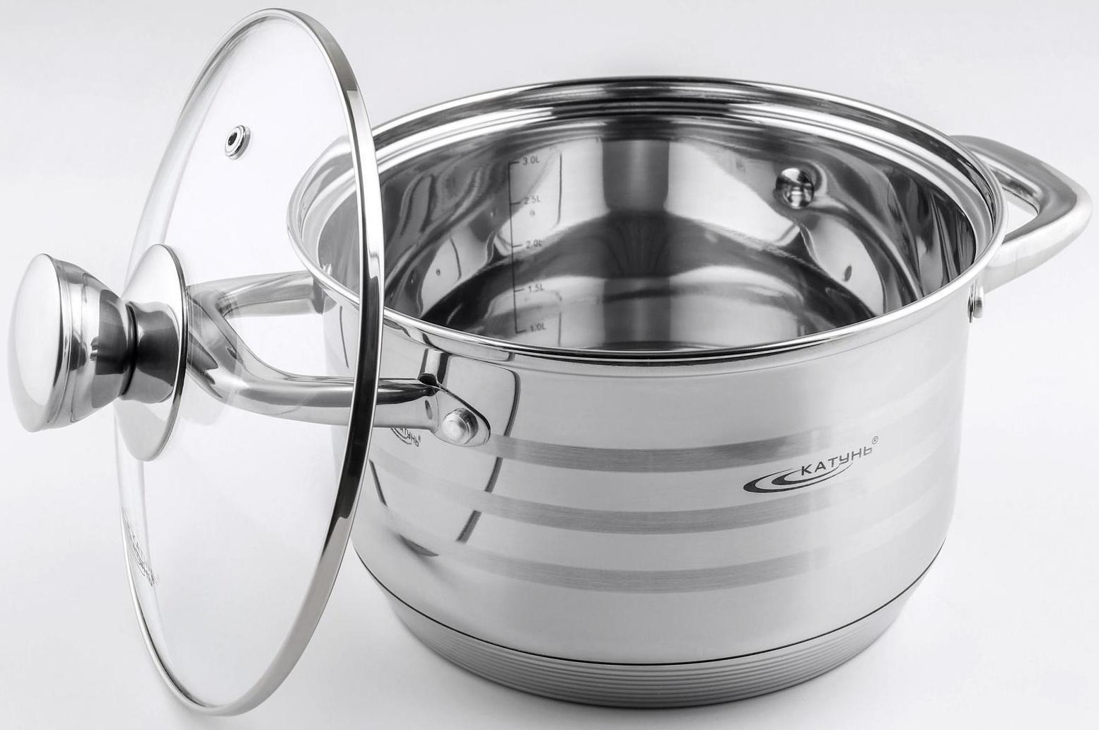 Кастрюля «Элис», 3,5 л, d=20 см, стеклянная крышка, капсульное дно