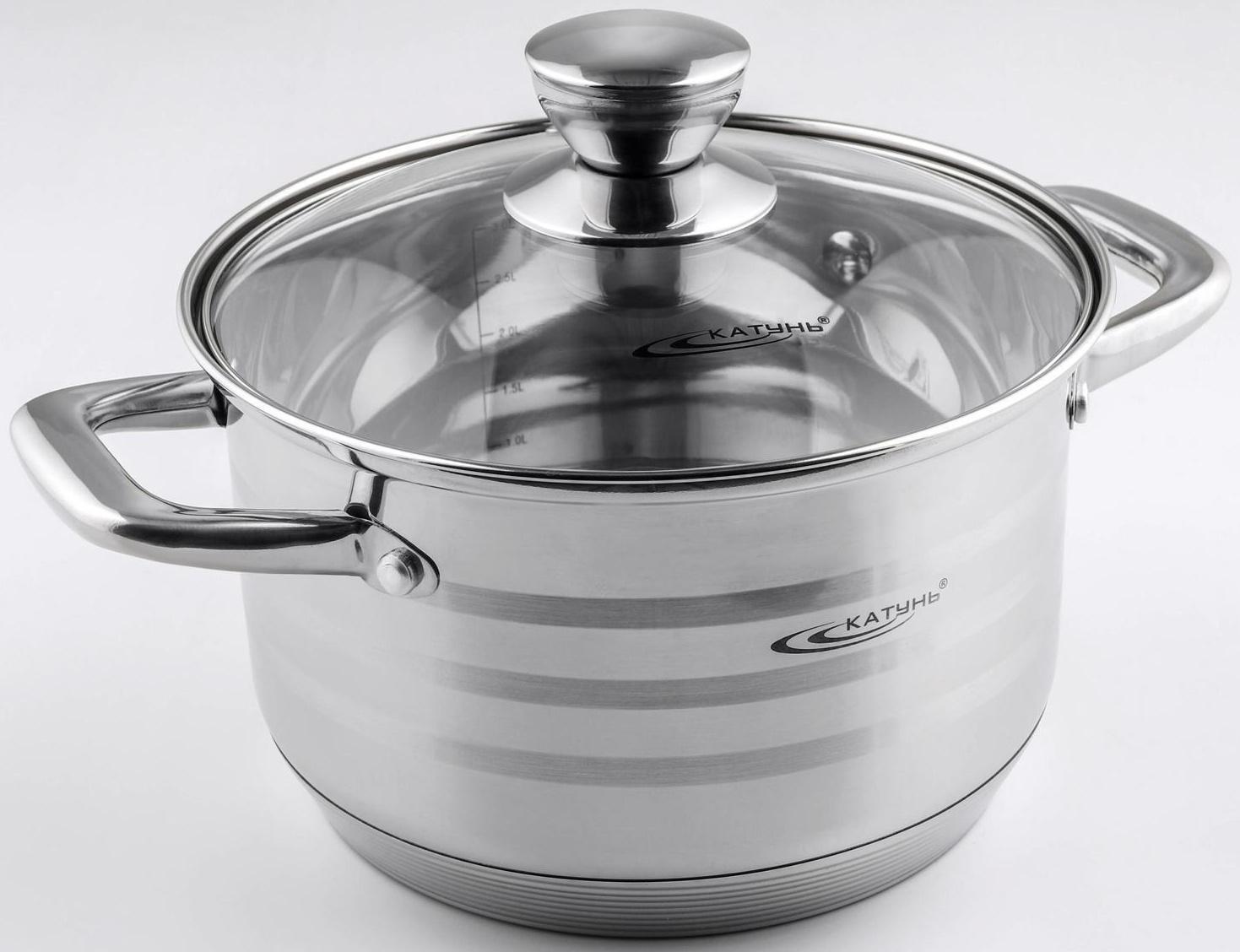 Кастрюля «Элис», 3,5 л, d=20 см, стеклянная крышка, капсульное дно