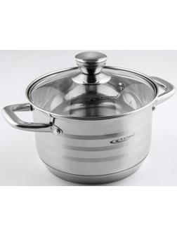 Кастрюля «Элис», 3,5 л, d=20 см, стеклянная крышка, капсульное дно