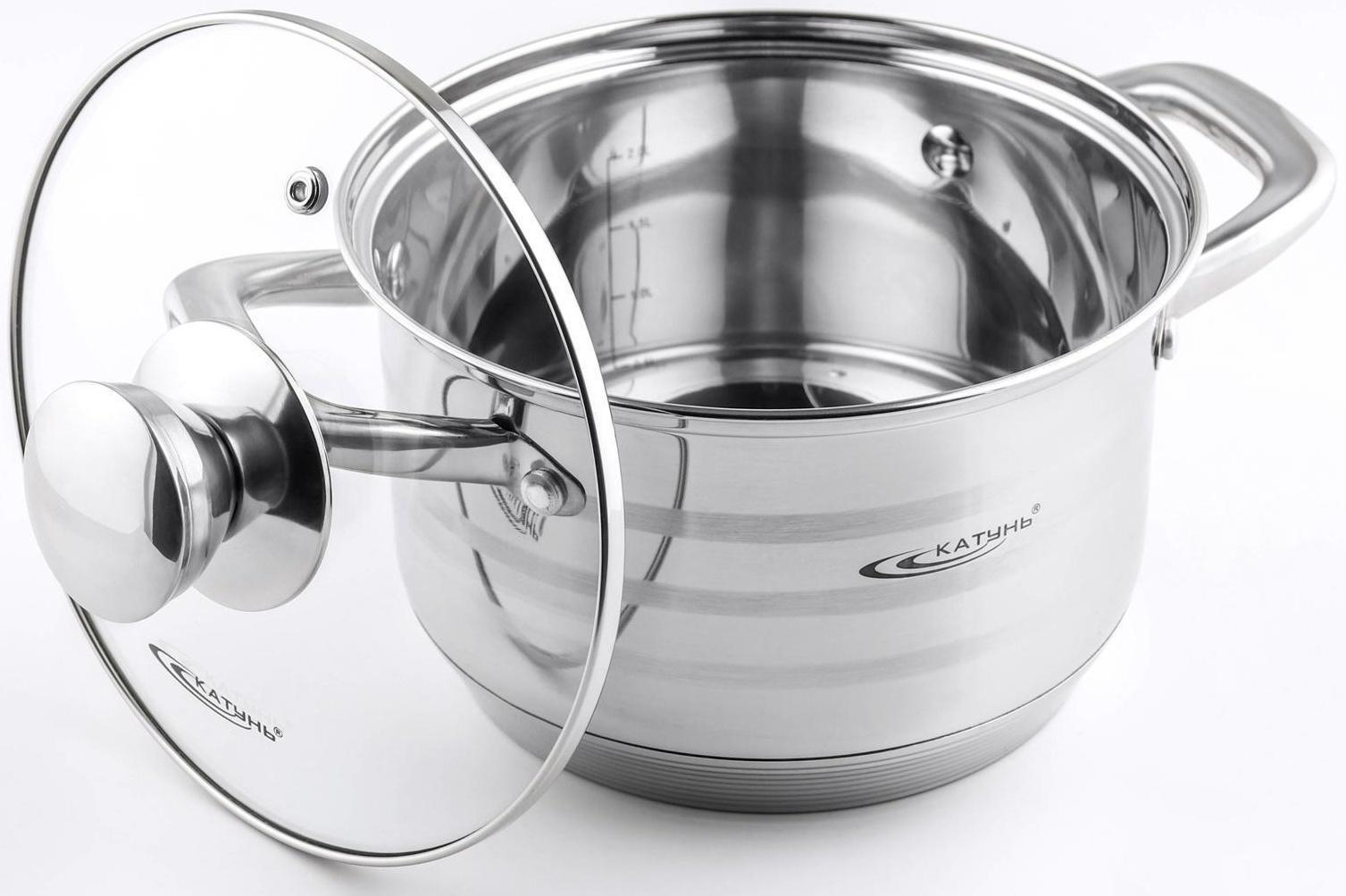 Кастрюля «Элис», 2,5 л, d=18 см, капсульное дно, стеклянная крышка