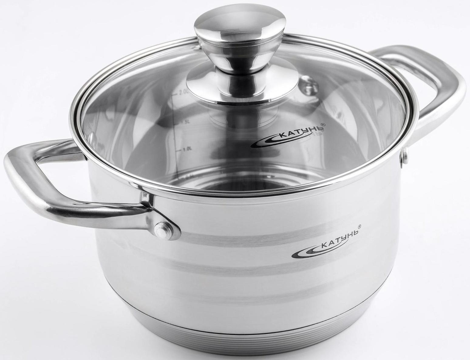 Кастрюля «Элис», 2,5 л, d=18 см, капсульное дно, стеклянная крышка