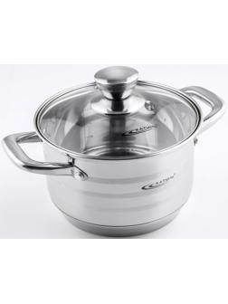 Кастрюля «Элис», 2,5 л, d=18 см, капсульное дно, стеклянная крышка