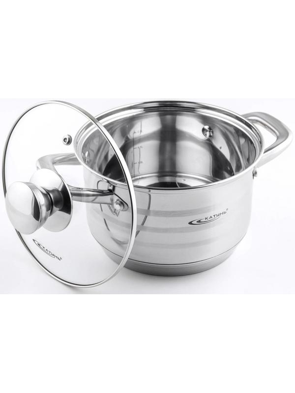 Кастрюля «Элис», 2,5 л, d=18 см, капсульное дно, стеклянная крышка