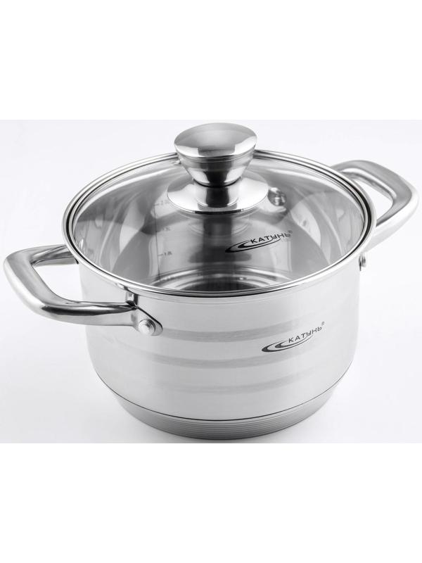 Кастрюля «Элис», 2,5 л, d=18 см, капсульное дно, стеклянная крышка