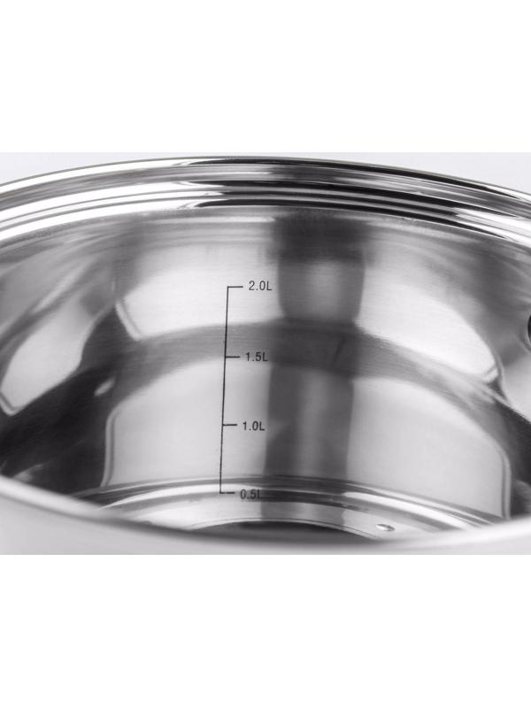 Кастрюля «Элис», 2,5 л, d=18 см, капсульное дно, стеклянная крышка