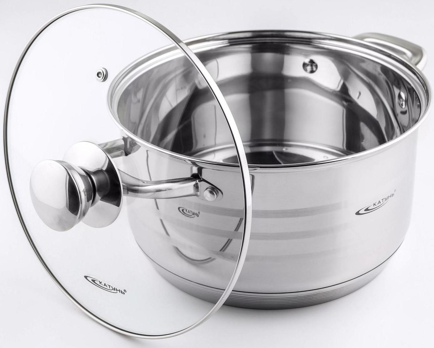 Кастрюля «Элис», 5,5 л, d=24 см, стеклянная крышка, капсульное дно