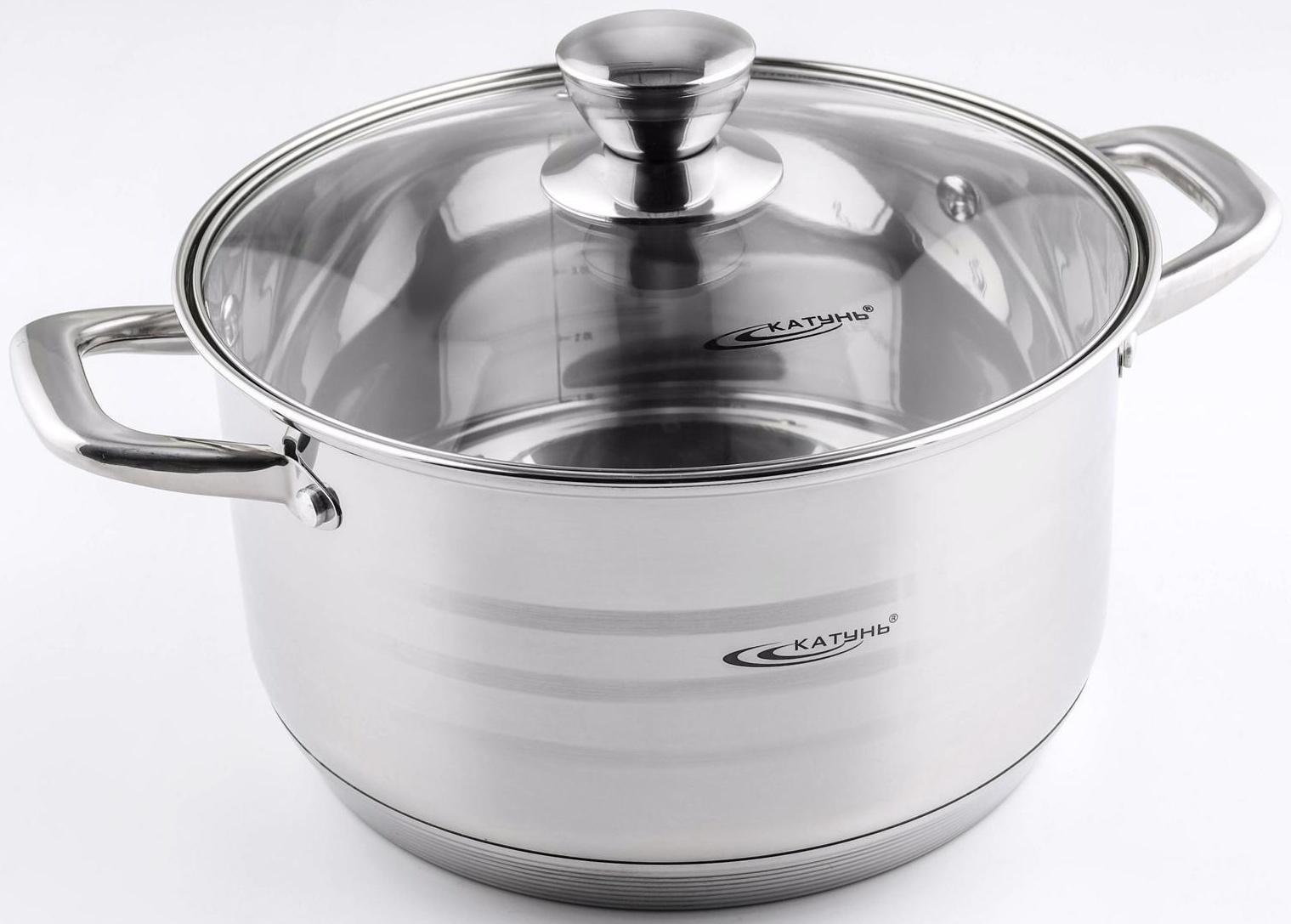 Кастрюля «Элис», 5,5 л, d=24 см, стеклянная крышка, капсульное дно