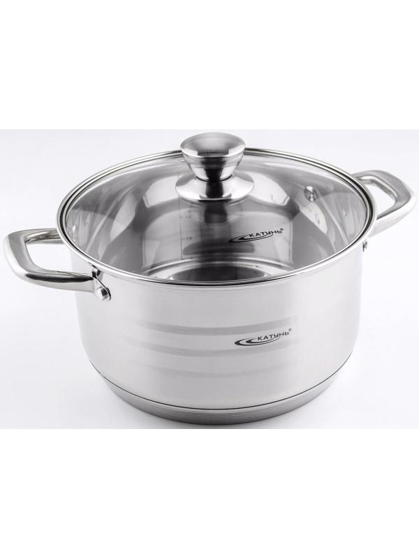 Кастрюля «Элис», 5,5 л, d=24 см, стеклянная крышка, капсульное дно