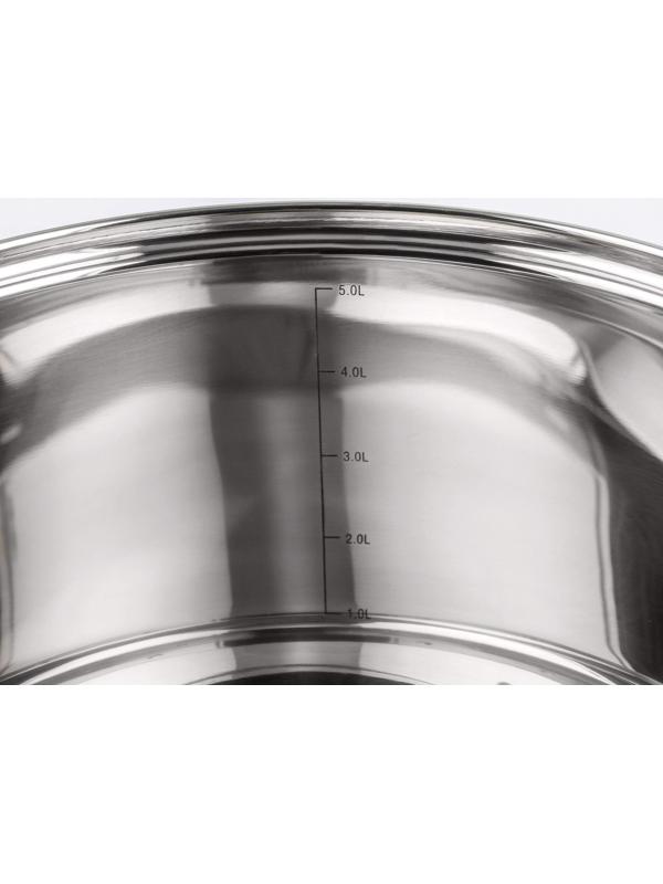 Кастрюля «Элис», 5,5 л, d=24 см, стеклянная крышка, капсульное дно