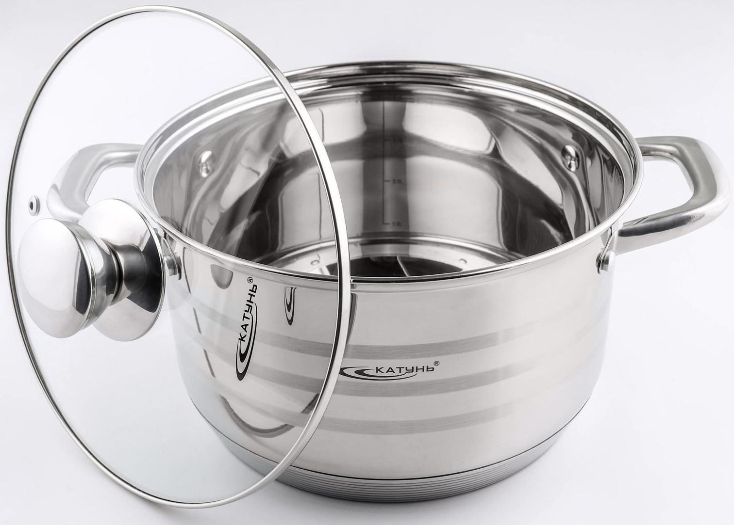 Кастрюля «Элис», 4,5 л, d=22 см, капсульное дно, стеклянная крышка