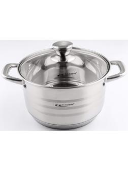 Кастрюля «Элис», 4,5 л, d=22 см, капсульное дно, стеклянная крышка