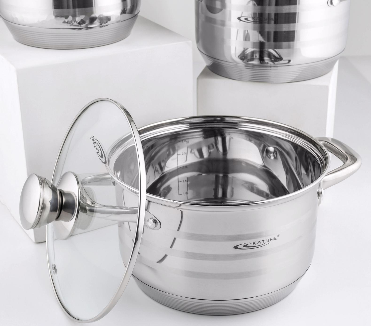 Набор кастрюль «Элис», 3 предмета: 1,8 л, 2,5 л, 3,5 л, крышки