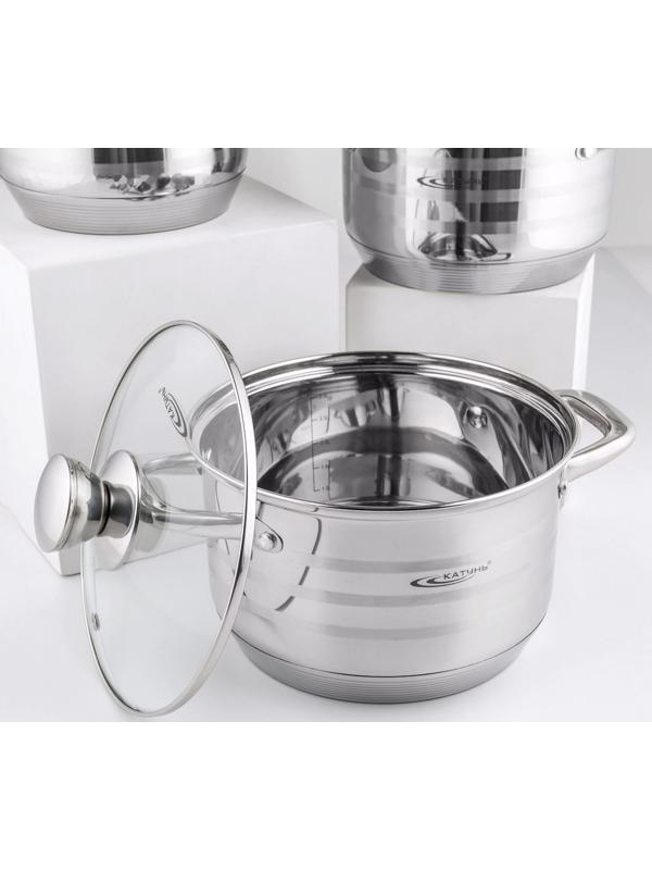 Набор кастрюль «Элис», 3 предмета: 1,8 л, 2,5 л, 3,5 л, крышки