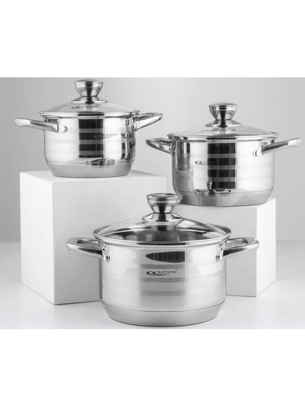 Набор кастрюль «Элис», 3 предмета: 1,8 л, 2,5 л, 3,5 л, крышки