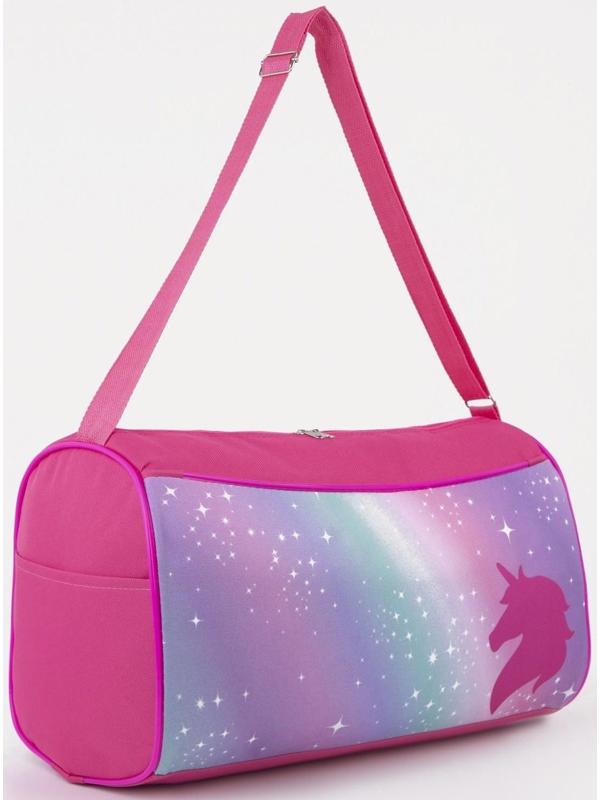 Сумка для фитнеса Единорог на молнии, наружный карман, цвет розовый