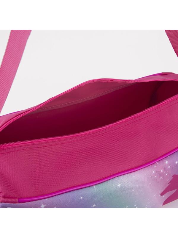 Сумка для фитнеса Единорог на молнии, наружный карман, цвет розовый