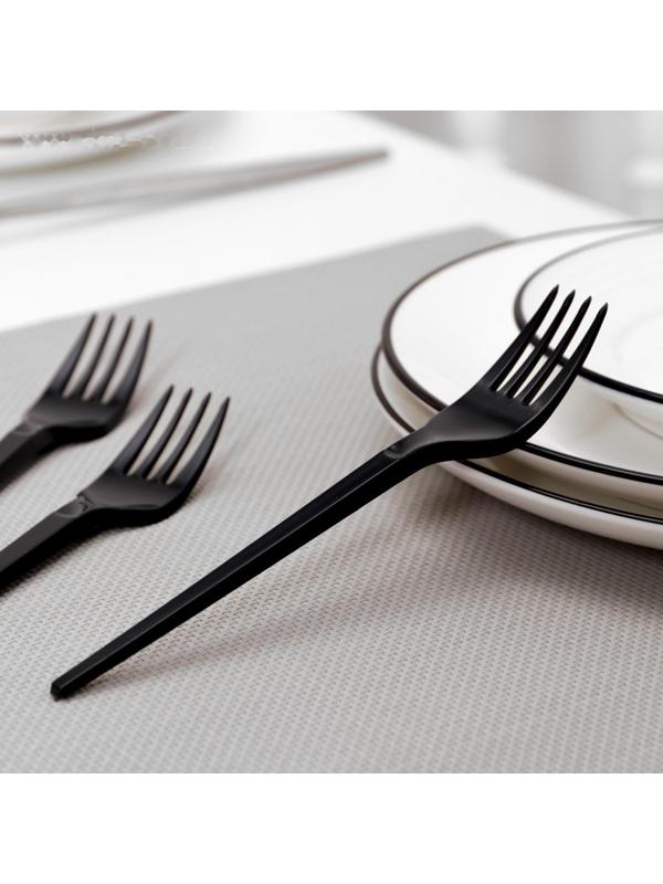 Вилка одноразовая «Премиум», 16,5 см, цвет чёрный
