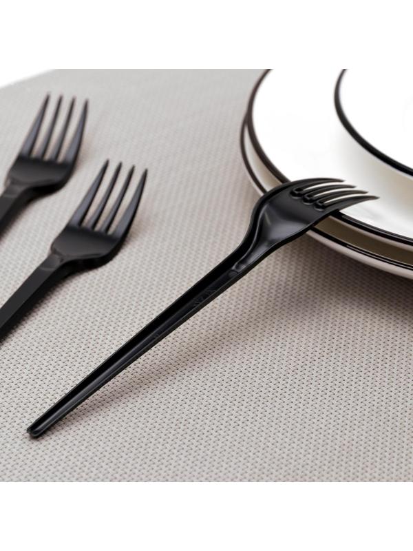 Вилка одноразовая «Премиум», 16,5 см, цвет чёрный