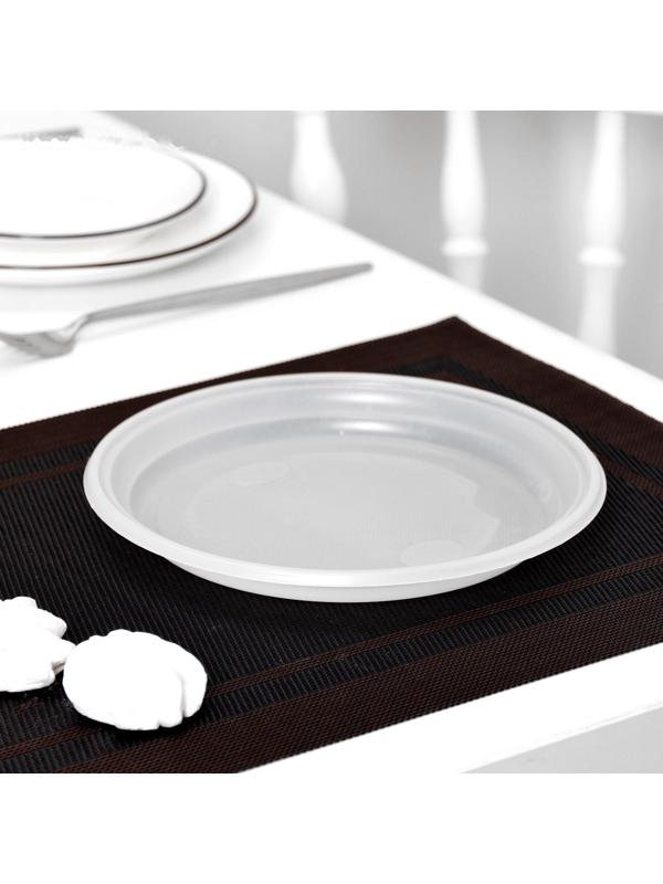 Тарелка одноразовая столовая, d=20,5 см, цвет белый