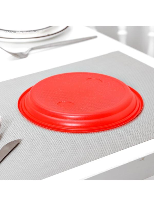Тарелка одноразовая столовая, d=20,5 см, цвет красный