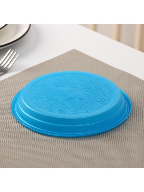 Тарелка одноразовая десертная, d=16,5 см, цвет синий