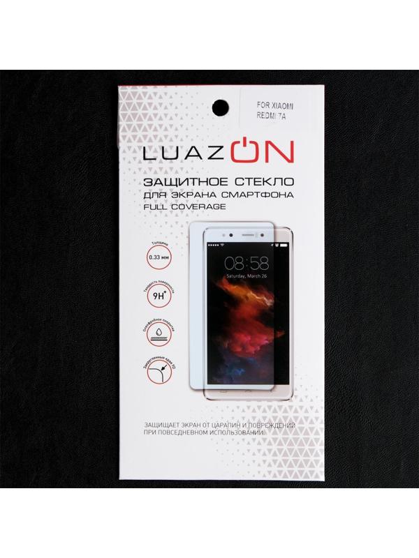 Защитное стекло 9D LuazON для Xiaomi Redmi 7a, полный клей, 0.33 мм, 9Н, черное