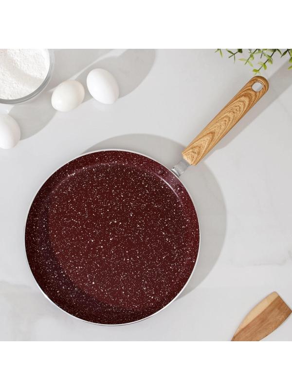 Сковорода блинная Доляна Natural, d=24 см, ручка soft-touch, антипригарное покрытие, индукция, цвет коричневый
