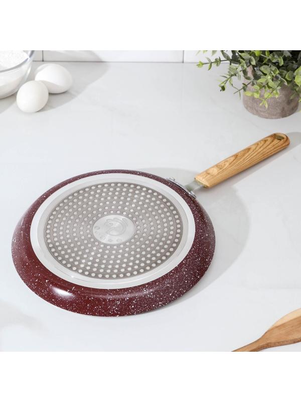 Сковорода блинная Доляна Natural, d=24 см, ручка soft-touch, антипригарное покрытие, индукция, цвет коричневый