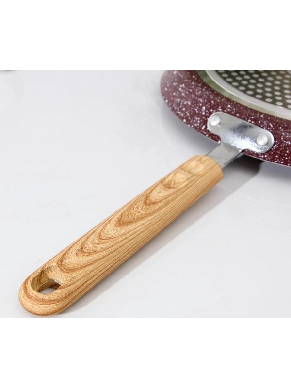 Сковорода блинная Доляна Natural, d=24 см, ручка soft-touch, антипригарное покрытие, индукция, цвет коричневый