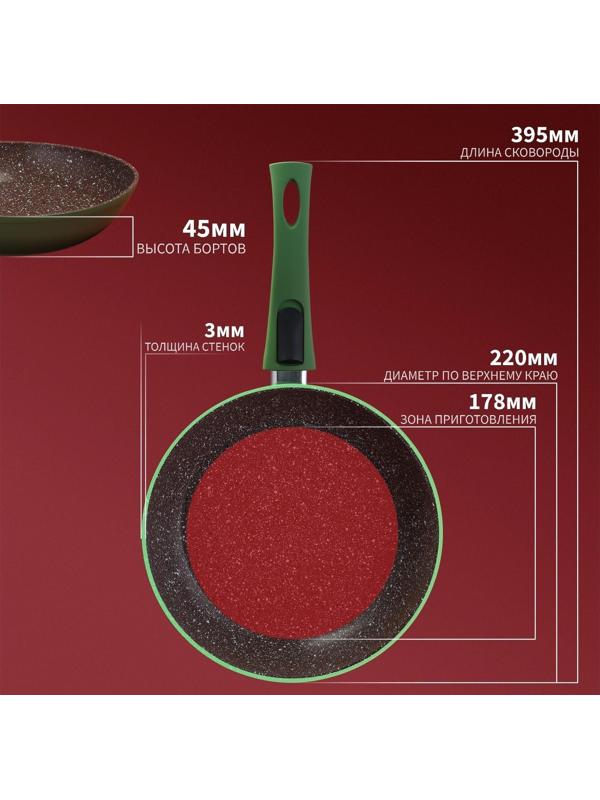 Сковорода кованая Magistro Avocado, d=22 см, съёмная ручка, антипригарное покрытие, индукция, цвет зелёный
