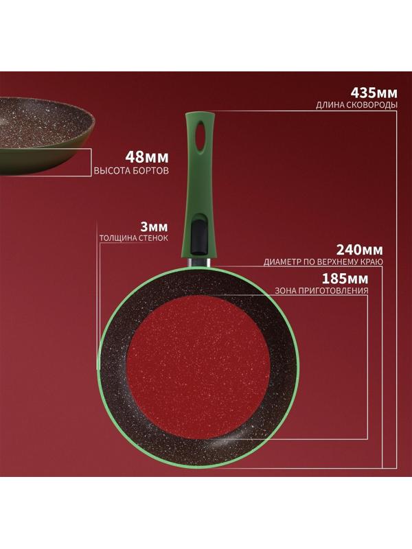 Сковорода кованая Magistro Avocado, d=24 см, съёмная ручка, антипригарное покрытие, индукция, цвет зелёный