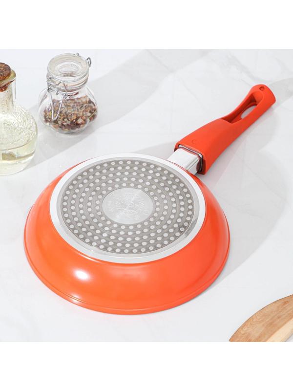 Сковорода кованая Magistro Terra, d=20 см, съёмная ручка, индукция, антипригарное покрытие, цвет оранжевый