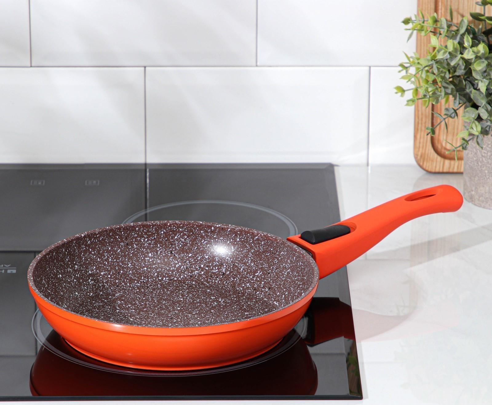 Сковорода кованая Magistro Terra, d=22 см, съёмная ручка, индукция, антипригарное покрытие, цвет оранжевый