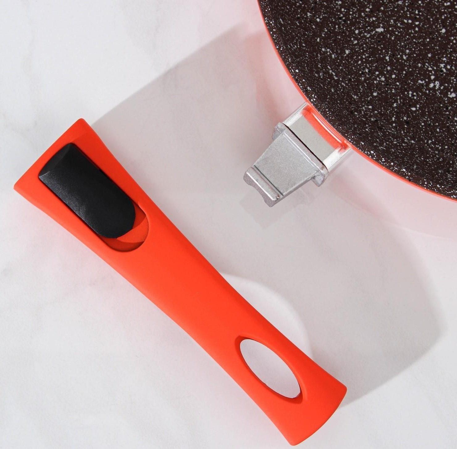 Сковорода кованая Magistro Terra, d=22 см, съёмная ручка, индукция, антипригарное покрытие, цвет оранжевый