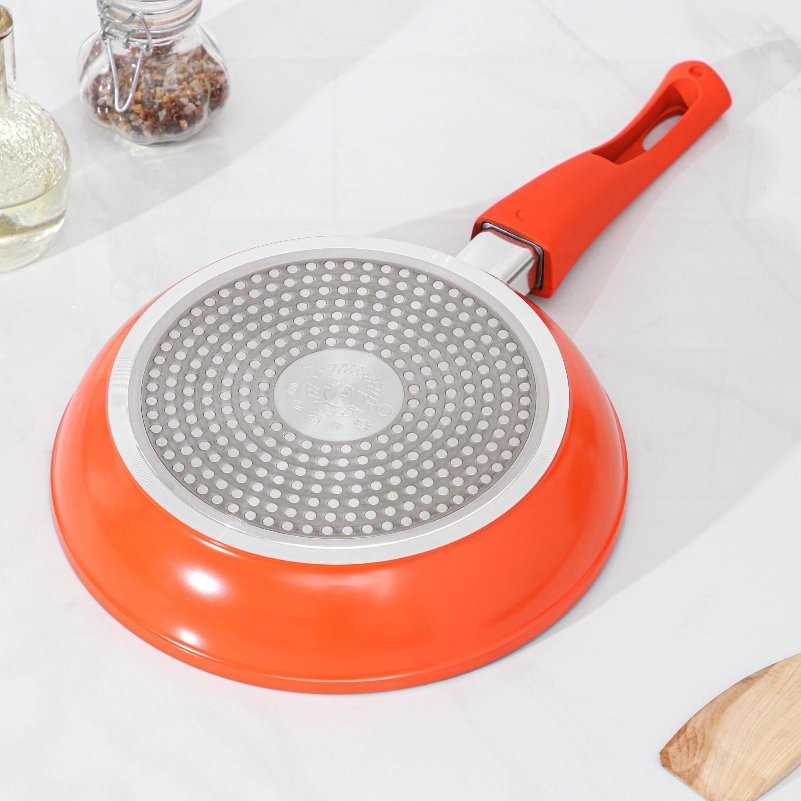 Сковорода кованая Magistro Terra, d=22 см, съёмная ручка, индукция, антипригарное покрытие, цвет оранжевый