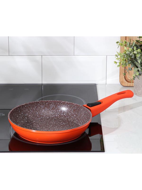 Сковорода кованая Magistro Terra, d=22 см, съёмная ручка, индукция, антипригарное покрытие, цвет оранжевый