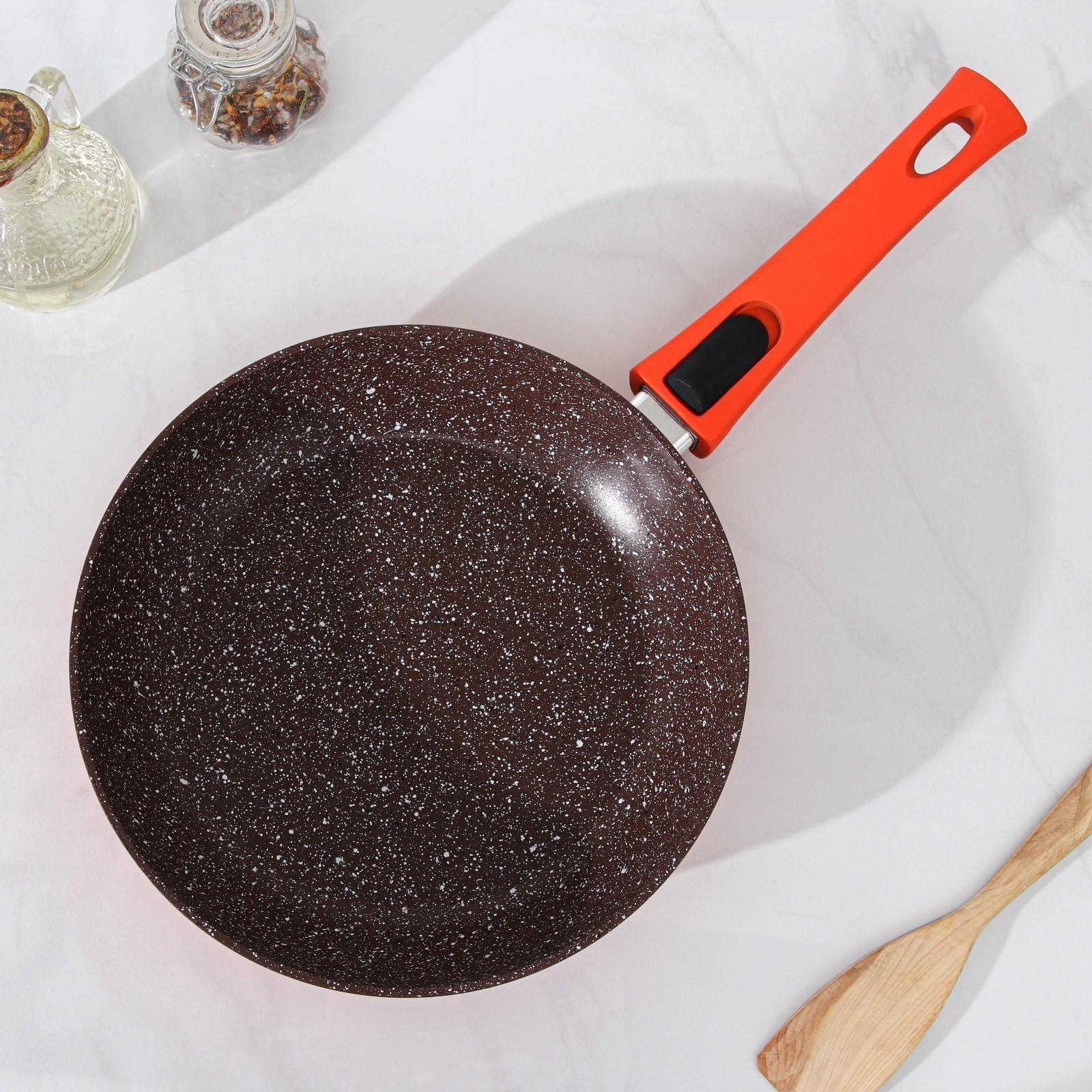 Сковорода кованая Magistro Terra, d=24 см, съёмная ручка, индукция, антипригарное покрытие, цвет оранжевый