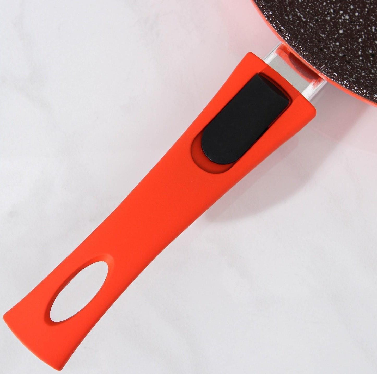 Сковорода кованая Magistro Terra, d=24 см, съёмная ручка, индукция, антипригарное покрытие, цвет оранжевый