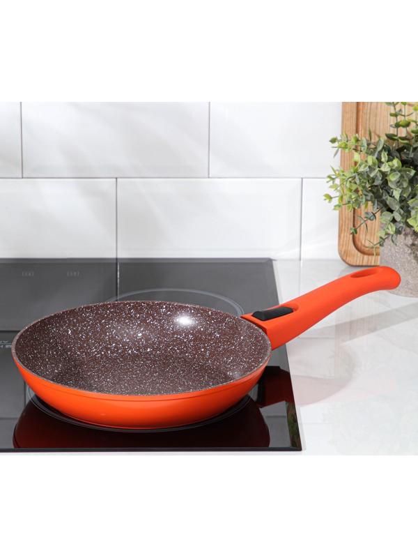 Сковорода кованая Magistro Terra, d=24 см, съёмная ручка, индукция, антипригарное покрытие, цвет оранжевый