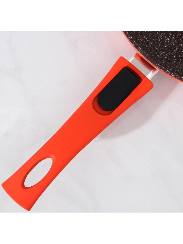 Сковорода кованая Magistro Terra, d=24 см, съёмная ручка, индукция, антипригарное покрытие, цвет оранжевый