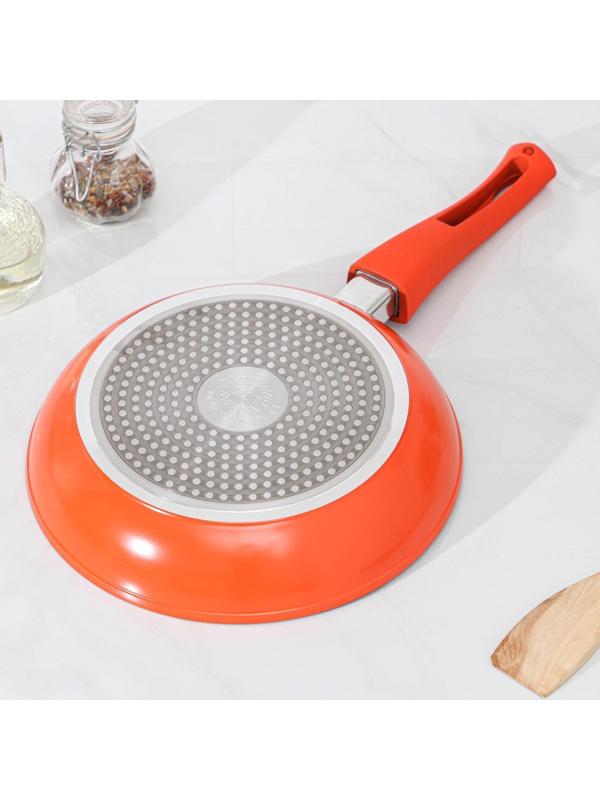 Сковорода кованая Magistro Terra, d=24 см, съёмная ручка, индукция, антипригарное покрытие, цвет оранжевый