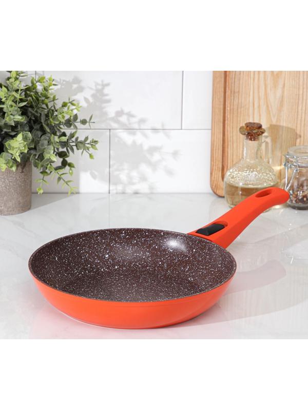 Сковорода кованая Magistro Terra, d=24 см, съёмная ручка, индукция, антипригарное покрытие, цвет оранжевый