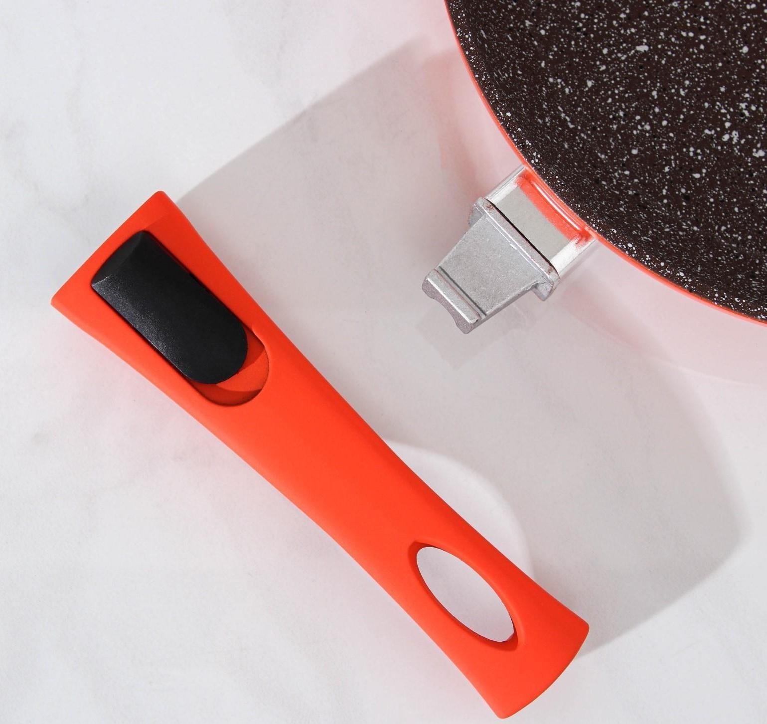 Сковорода кованая Magistro Terra, d=26 см, съёмная ручка, индукция, антипригарное покрытие, цвет оранжевый