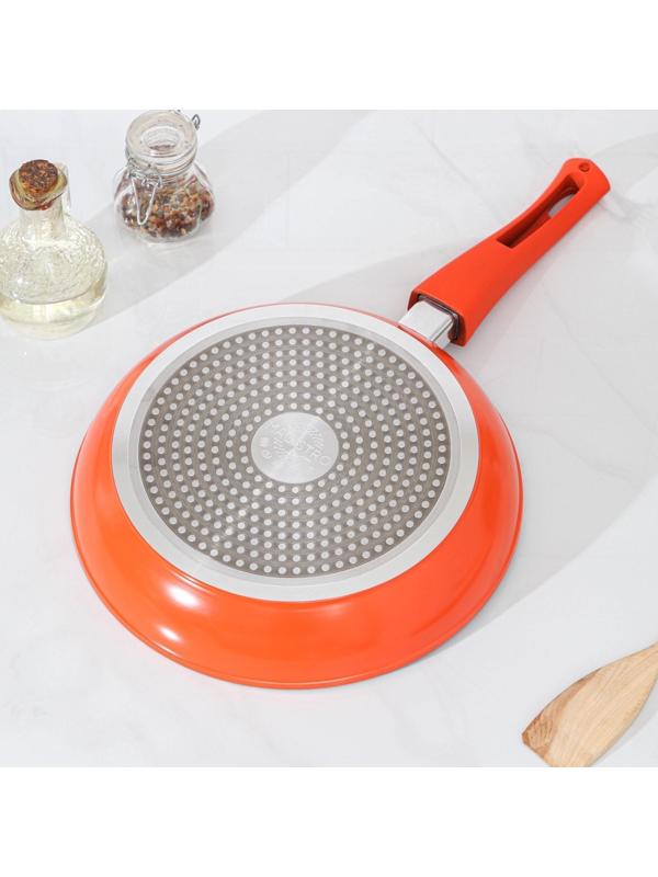 Сковорода кованая Magistro Terra, d=26 см, съёмная ручка, индукция, антипригарное покрытие, цвет оранжевый