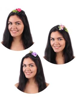 Гавайский ободок с вуалью «Цветы», цвета МИКС