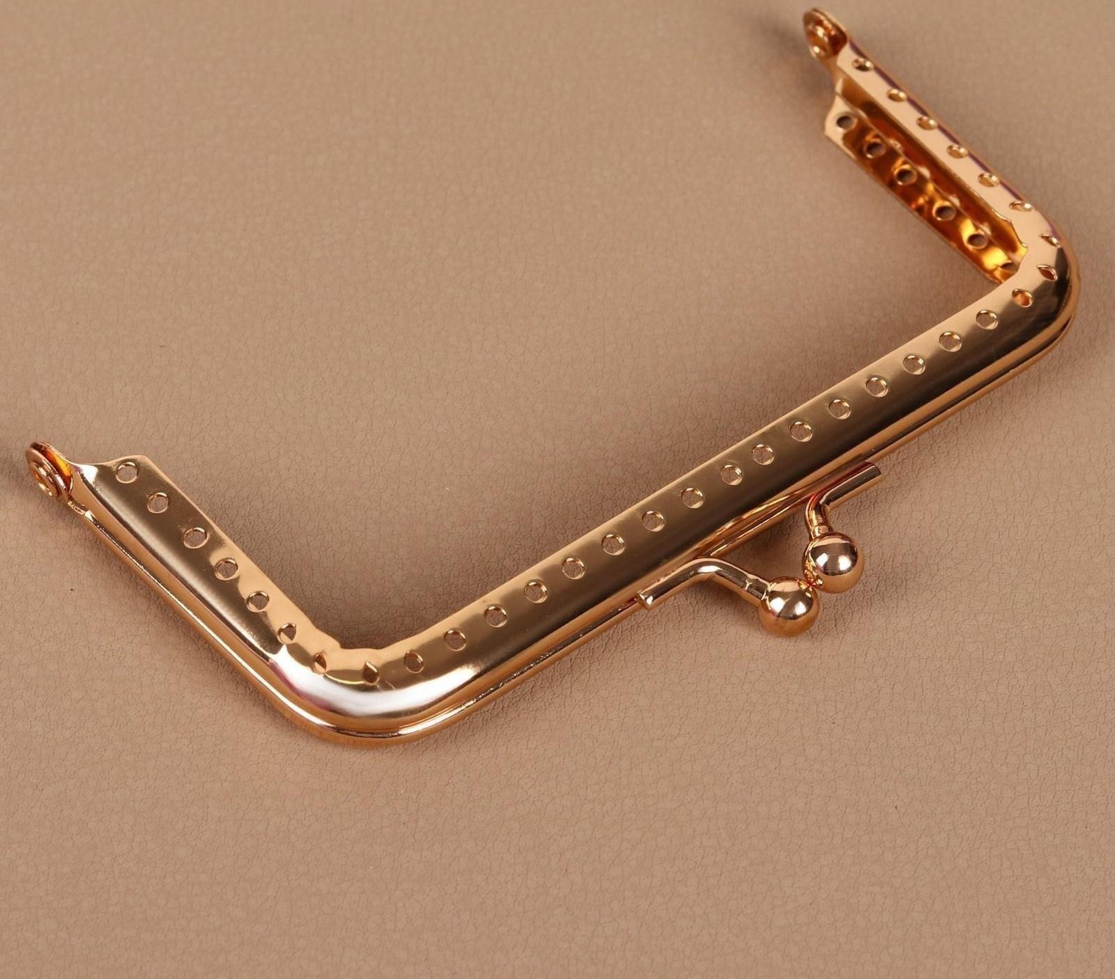 Фермуар пришивной «Прямоугольник», 10 см, цвет золотой