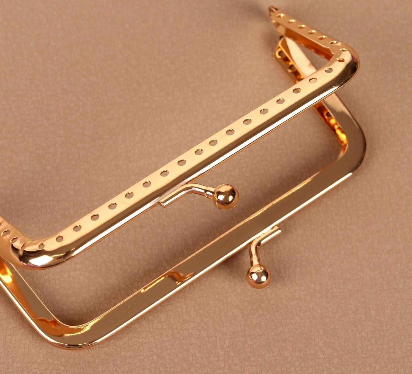 Фермуар пришивной «Прямоугольник», 10 см, цвет золотой